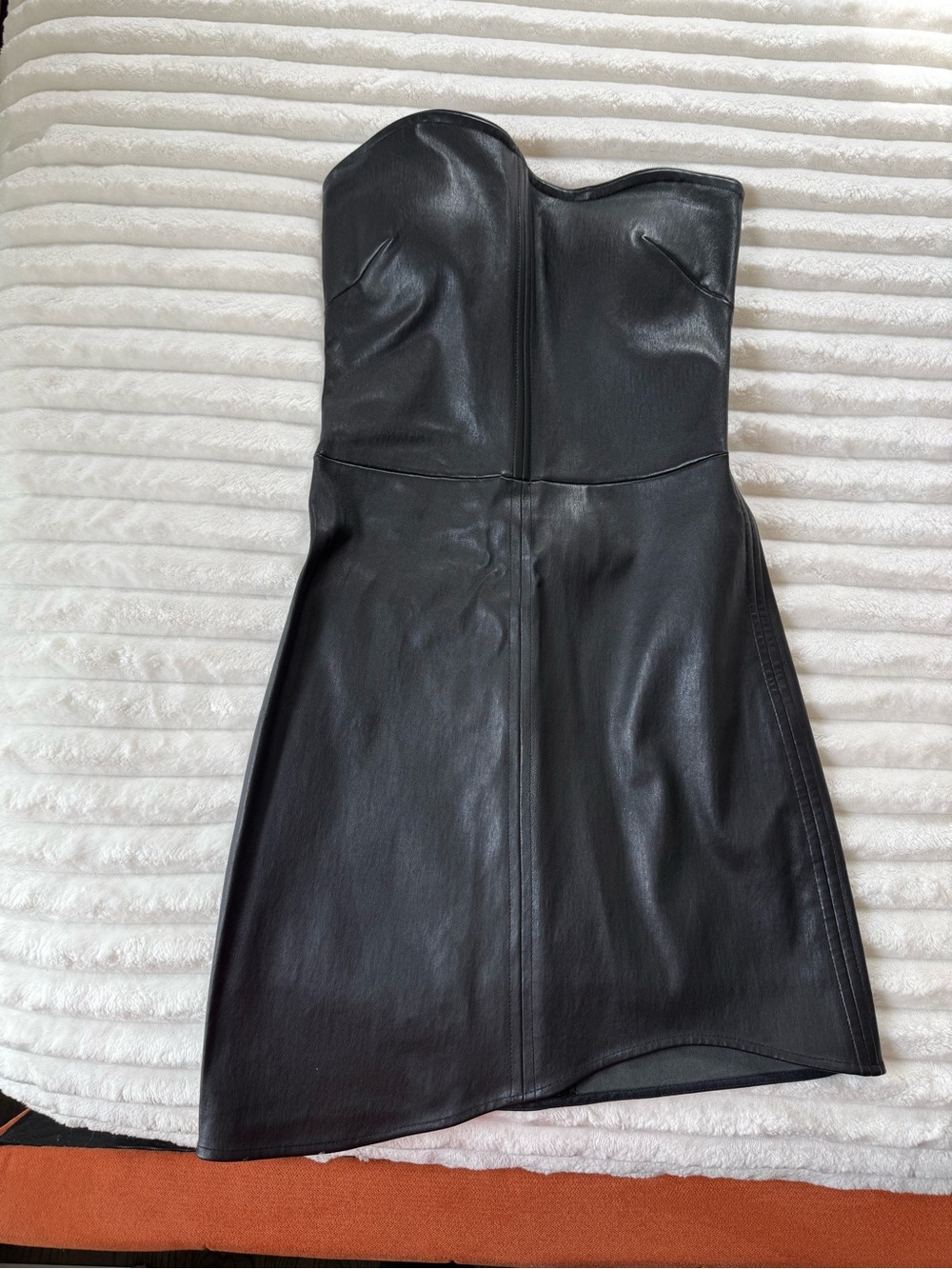 Helmut Lang Black Strapless Faux Leather Mini Dress